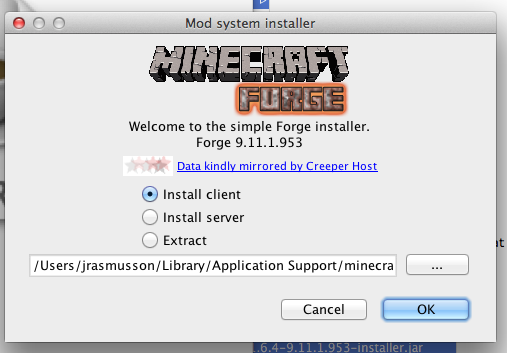 what type of downloader do i use for mac on minecraft forge